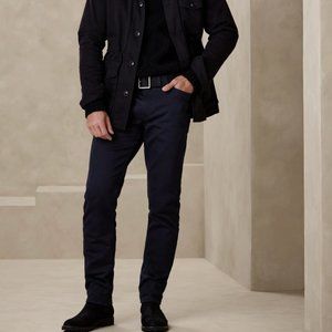 Italian Cotton Navy Blue Comfortable Pants - Banana Republic